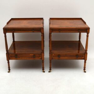 Pair of Antique Yew Wood Side or Lamp Tables