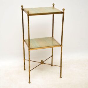 Antique French Brass & Marble Two Tier Table