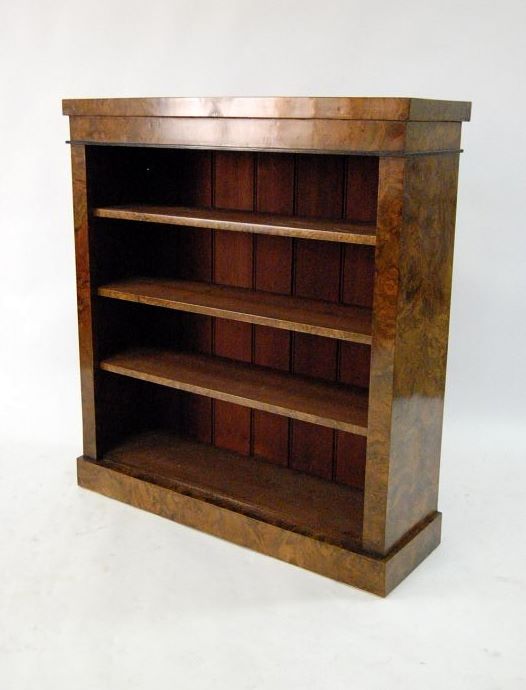 Reconstructed Stunning Antique Victorian Burr Walnut Open Bookcase