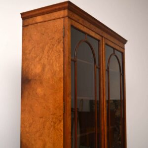Antique Burr Walnut Bookcase on Cupboard