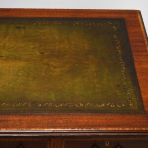 Antique Satinwood Inlaid Mahogany Leather Top Desk