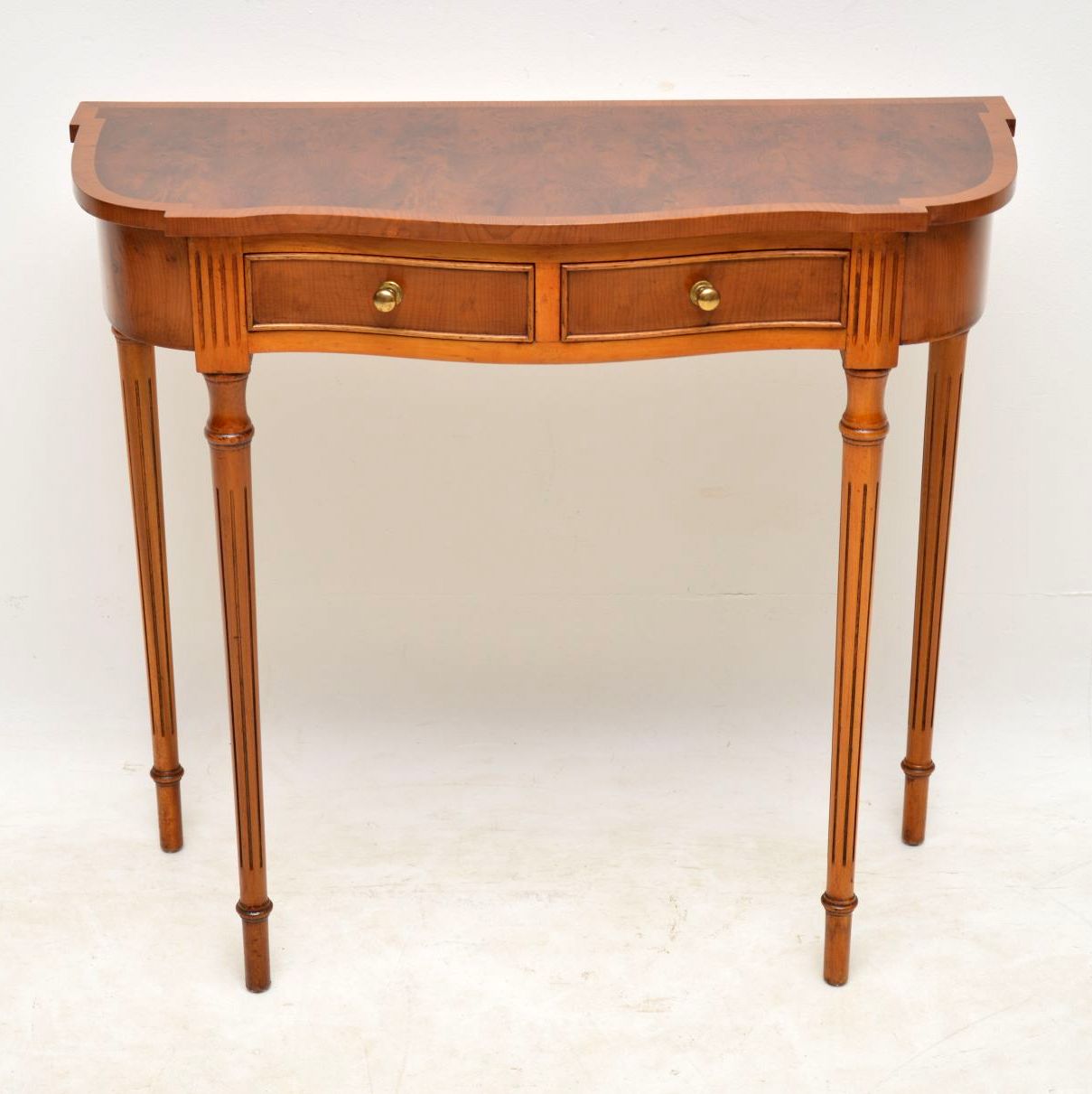 Antique Yew Wood Console Table