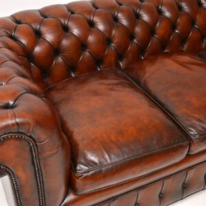 Pair of Antique Deep Buttoned Leather Chesterfield Sofas