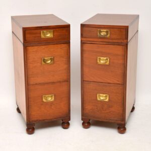 Pair of Antique Mahogany Military Campaign Bedside Chests