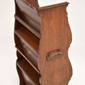 antique edwardian oak arts and crafts art nouveau open bookcase stand trough