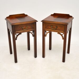 pair of antique mahogany bedside side lamp tables