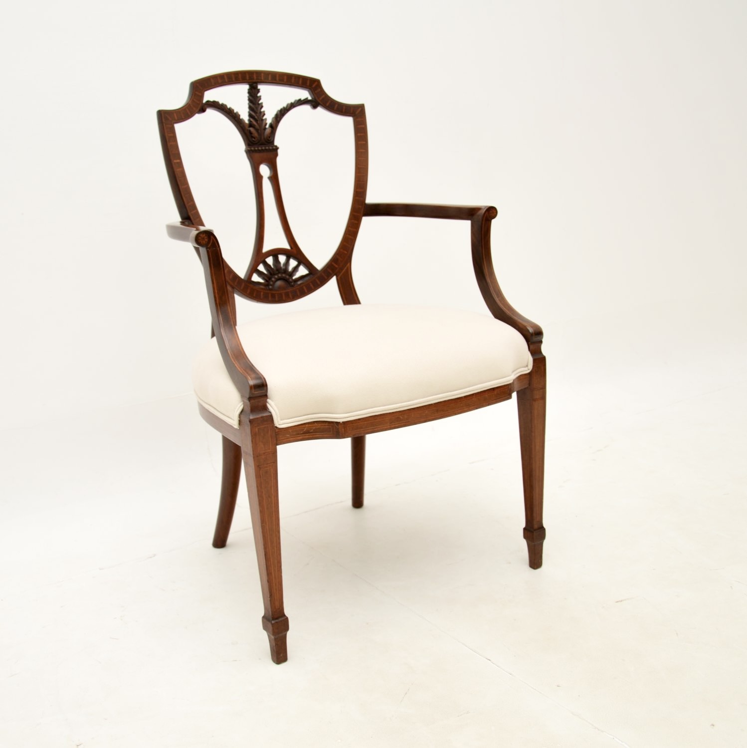 Antique Inlaid Mahogany Carver Armchair