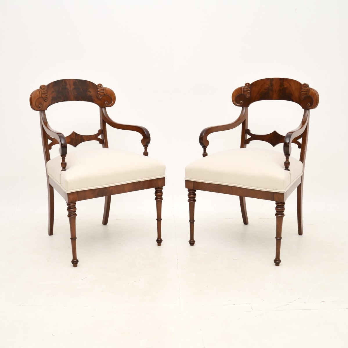 Pair of Antique Swedish Mahogany Armchairs