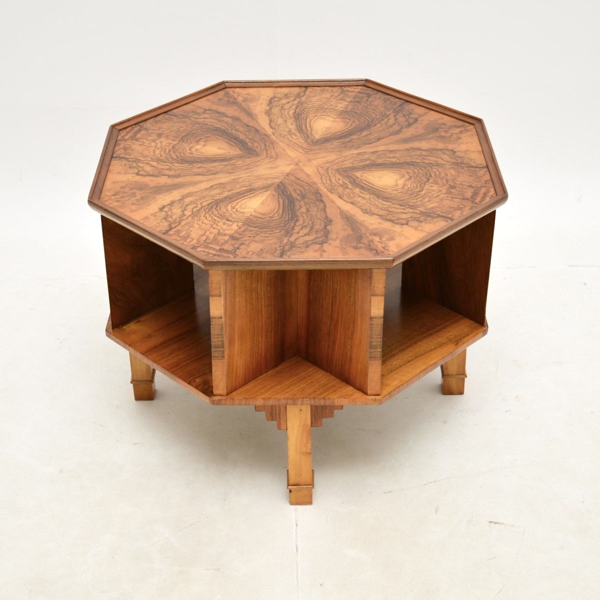 Art Deco Burr Walnut Revolving Occasional Coffee / Side Table