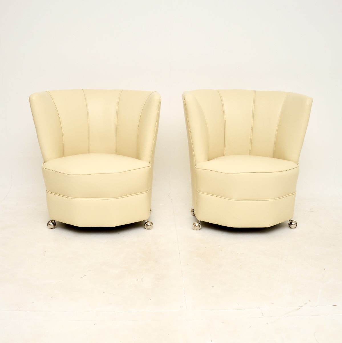 Pair of Leather Art Deco Armchairs