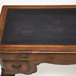 Antique Figured Walnut Leather Top Desk