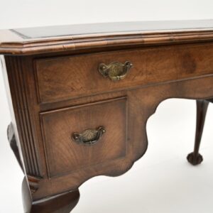 Antique Figured Walnut Leather Top Desk