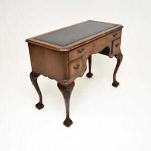 Antique Figured Walnut Leather Top Desk