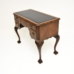Antique Figured Walnut Leather Top Desk