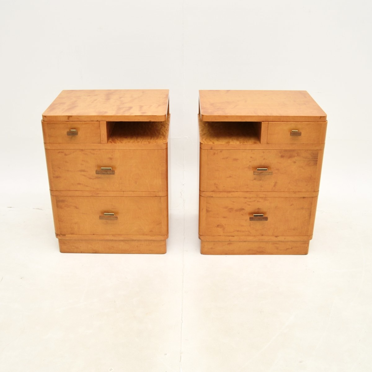 Pair of Swedish Art Deco Satin Birch Bedside Chests