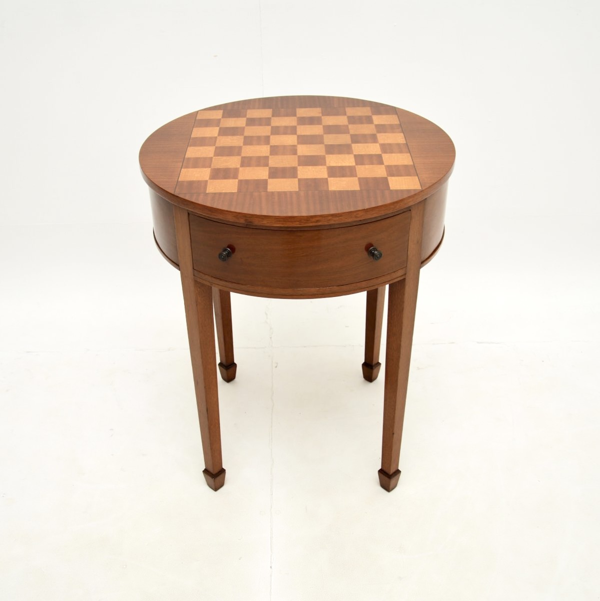 Antique Inlaid Mahogany Chess Table