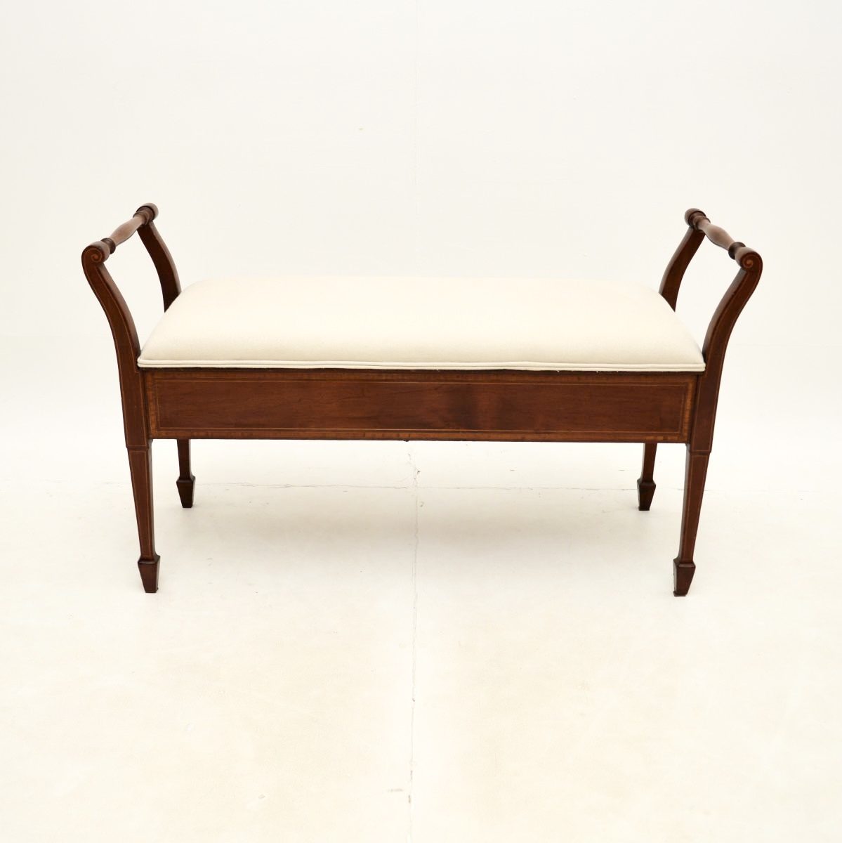 Antique Edwardian Inlaid Mahogany Piano Duet Stool