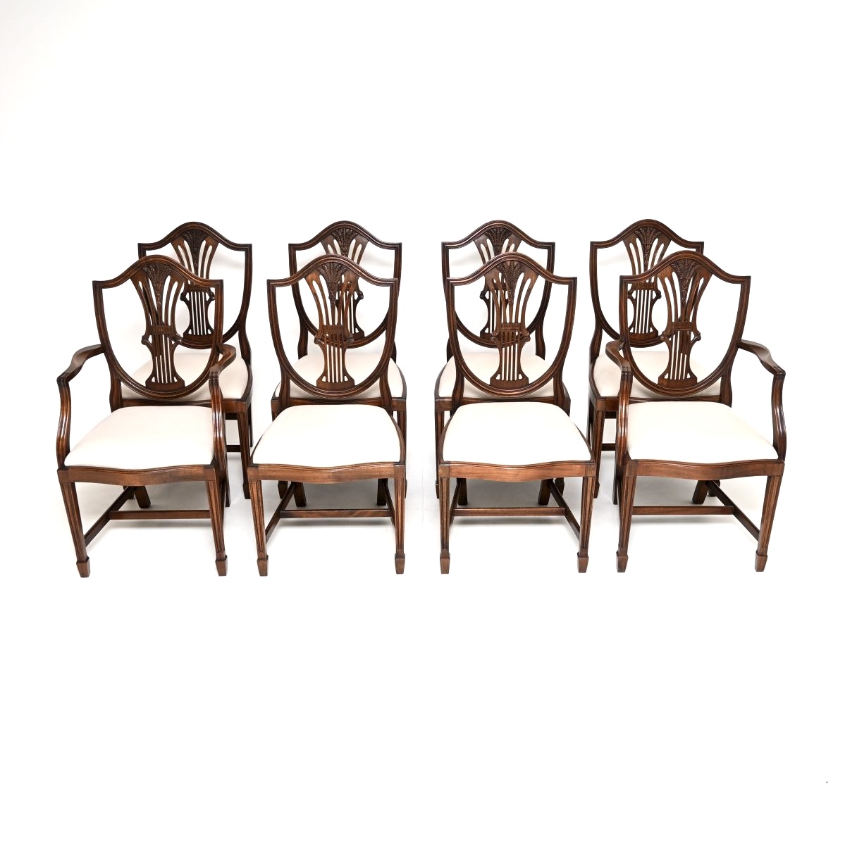 Set of Eight Antique Mahogany Shield Back Dining Chairs