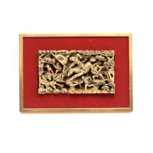 Antique Oriental Carved Wood and Gilt Panel