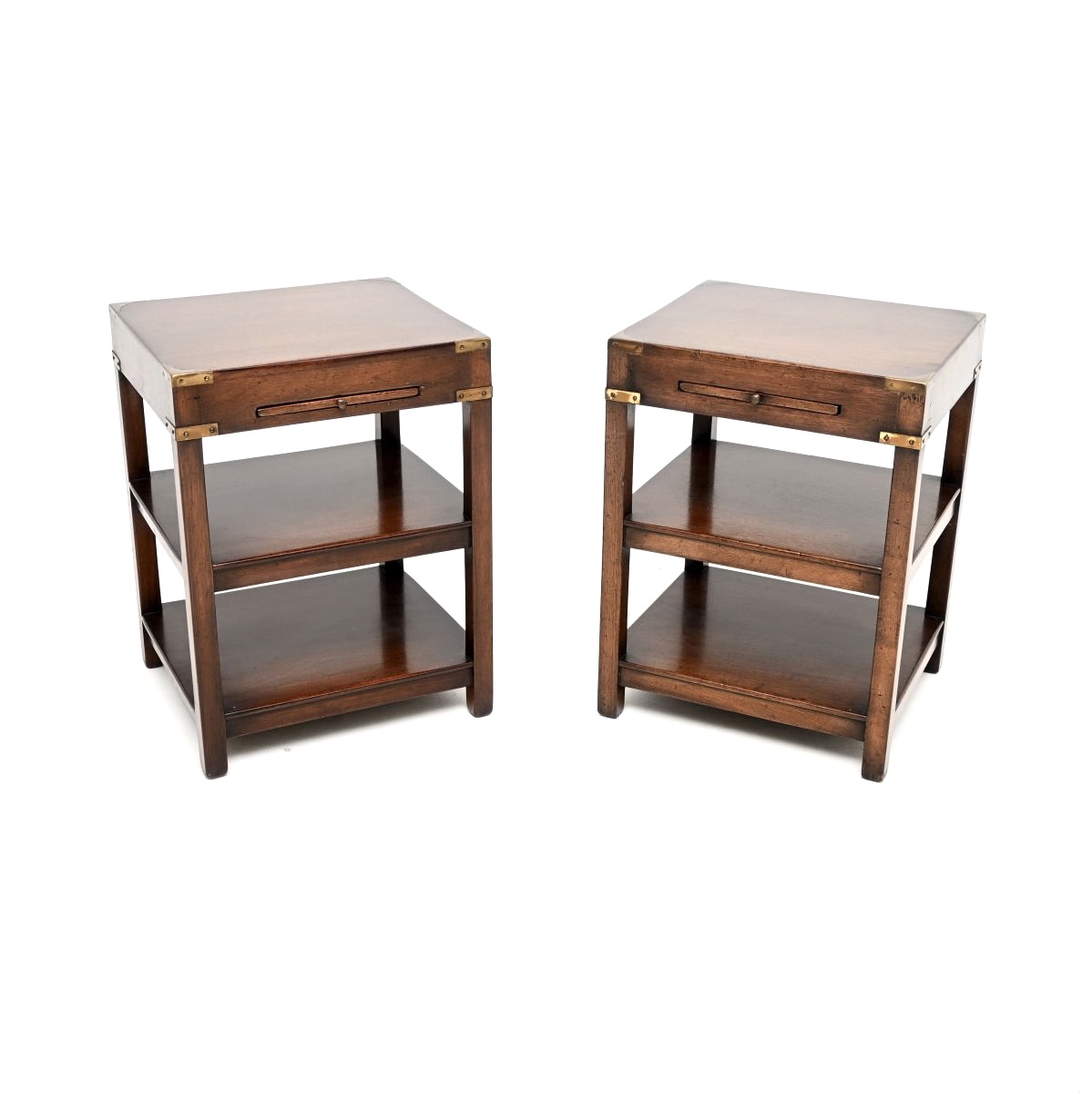 Pair of Antique Mahogany Military Campaign Style Side Tables