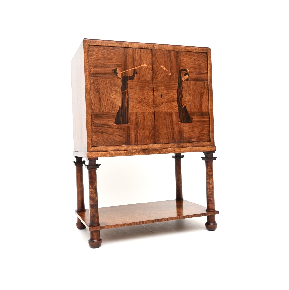 Swedish Art Deco Inlaid Marquetry Cabinet