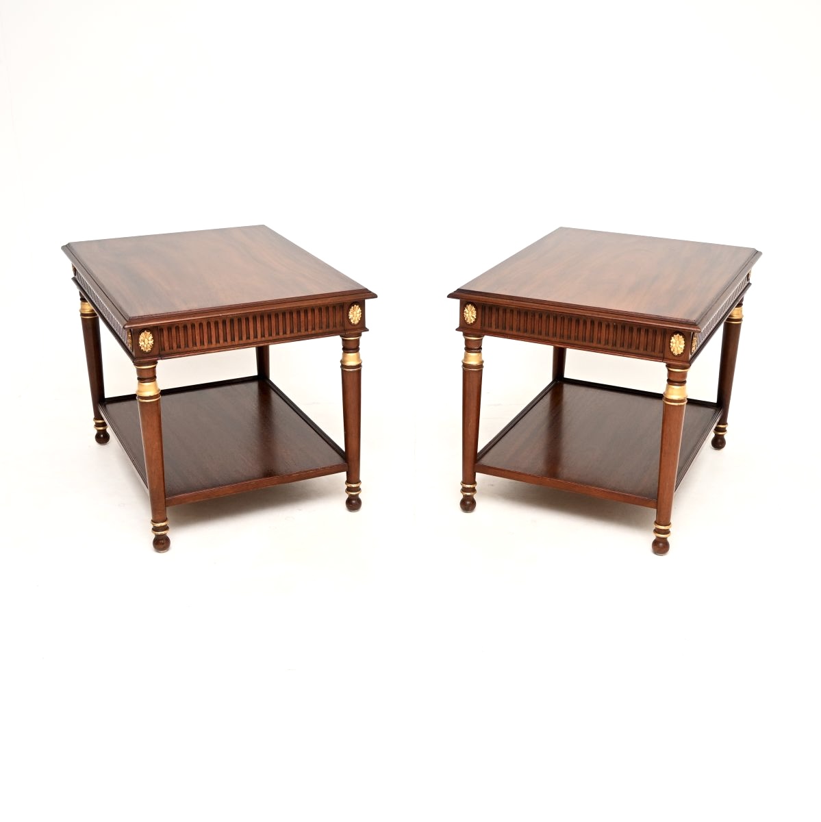 Pair of Antique Georgian Style Parcel Gilt Mahogany Side Tables