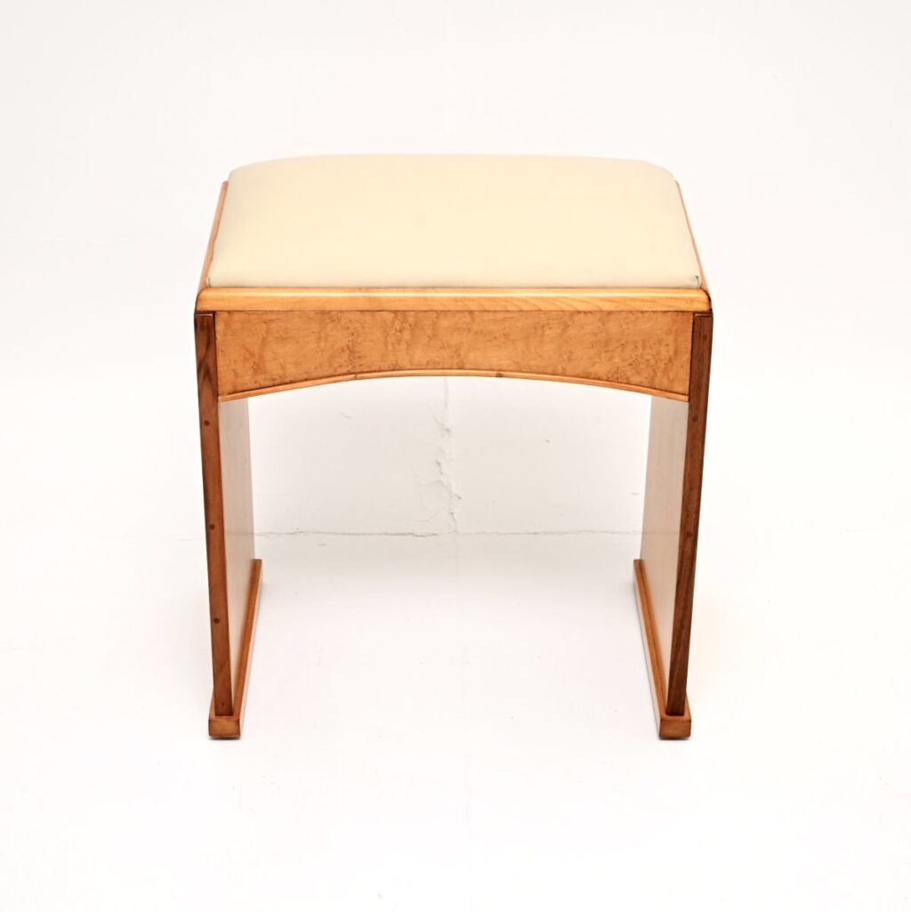 Art Deco Birds Eye Maple and Leather Stool