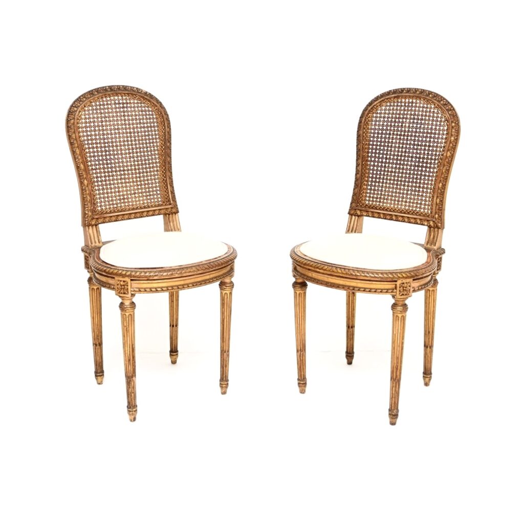 Pair of Antique French Gilt Wood Side Chairs