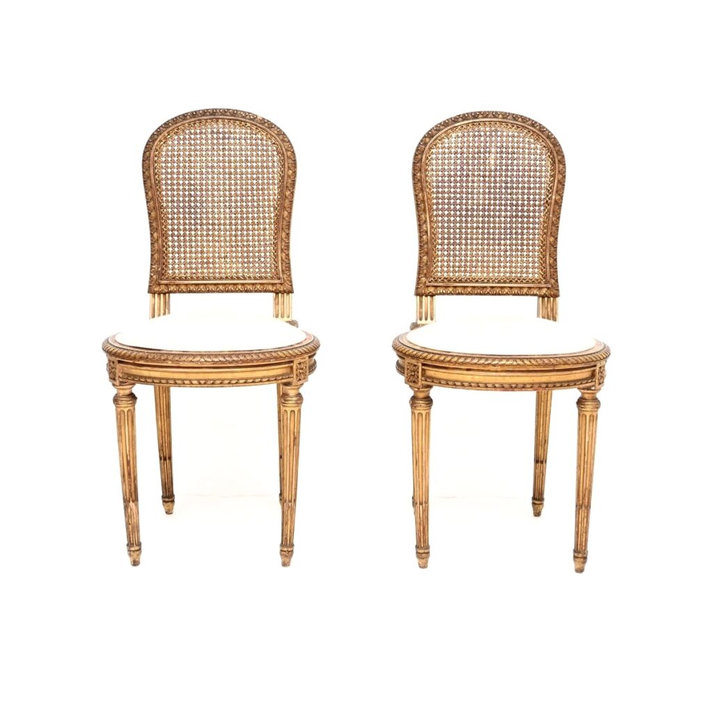 Pair of Antique French Gilt Wood Side Chairs