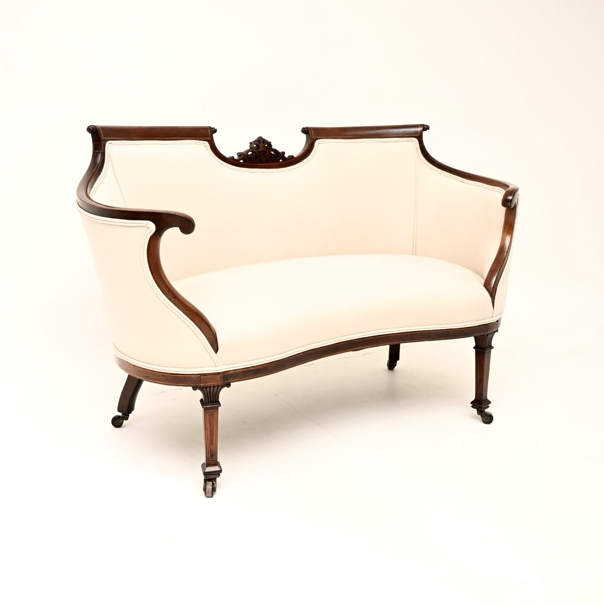 Antique Edwardian Inlaid Mahogany Settee