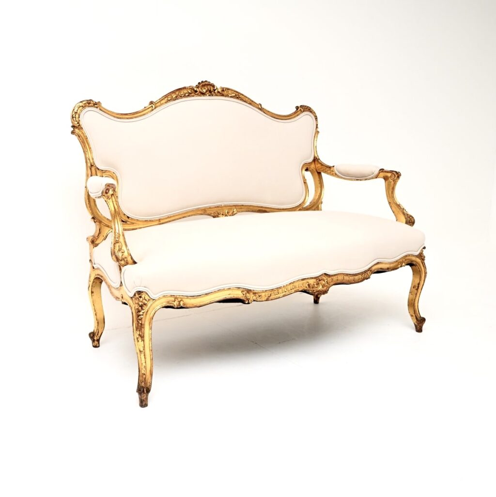 Home Antique French Carved Gilt Wood Settee