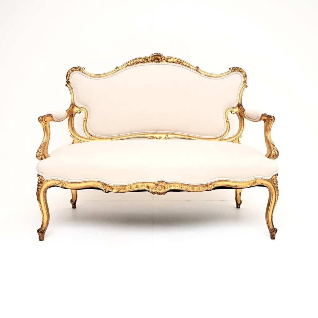 Home Antique French Carved Gilt Wood Settee
