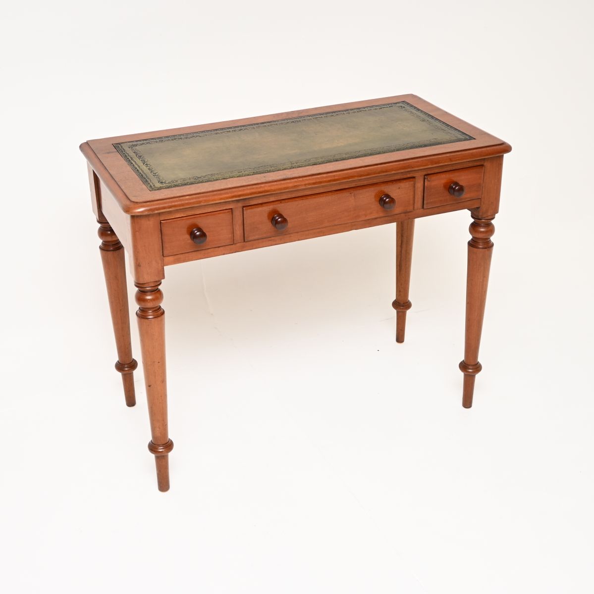 Antique Victorian Mahogany Leather Top Writing Table / Desk