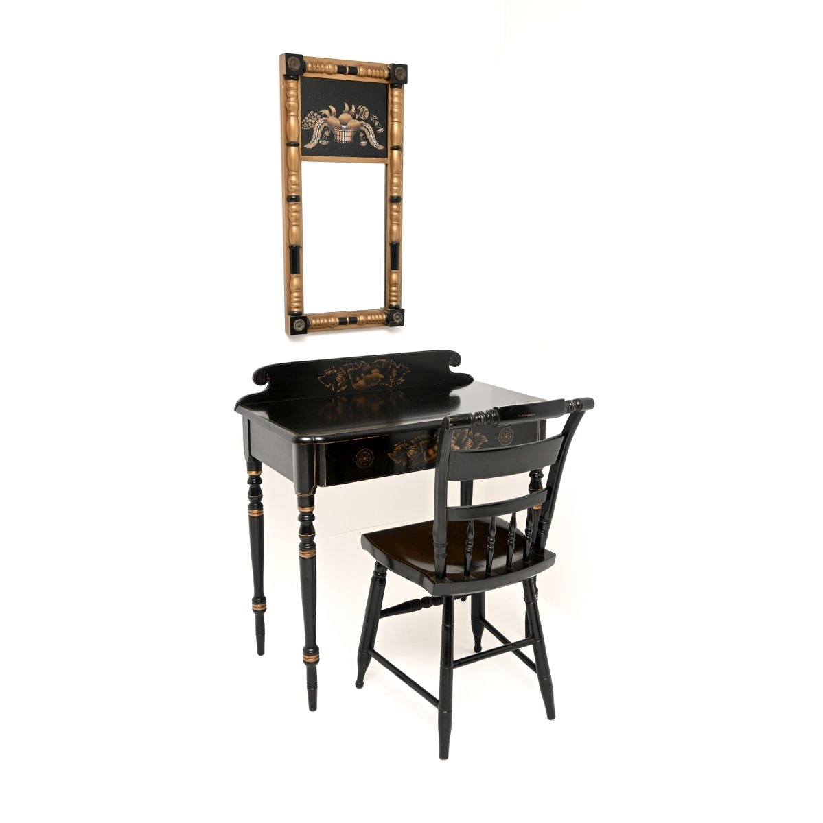 Antique Hitchcock Vanity Desk, Chair and Mirror
