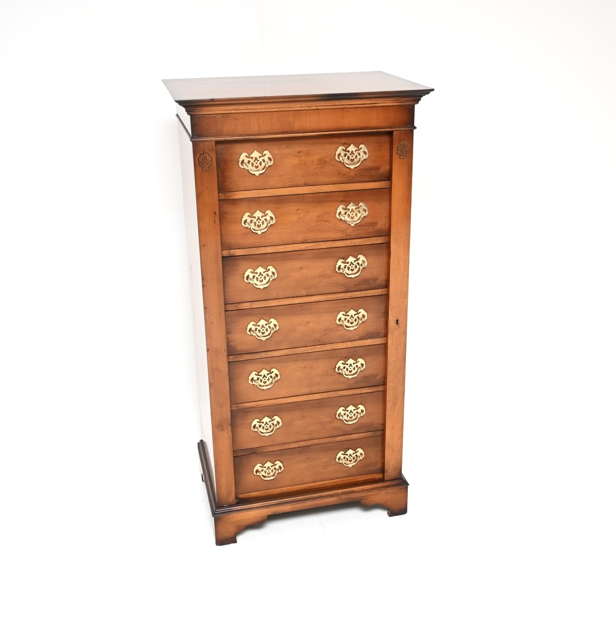 Antique Yew Wood Wellington Chest of Drawers