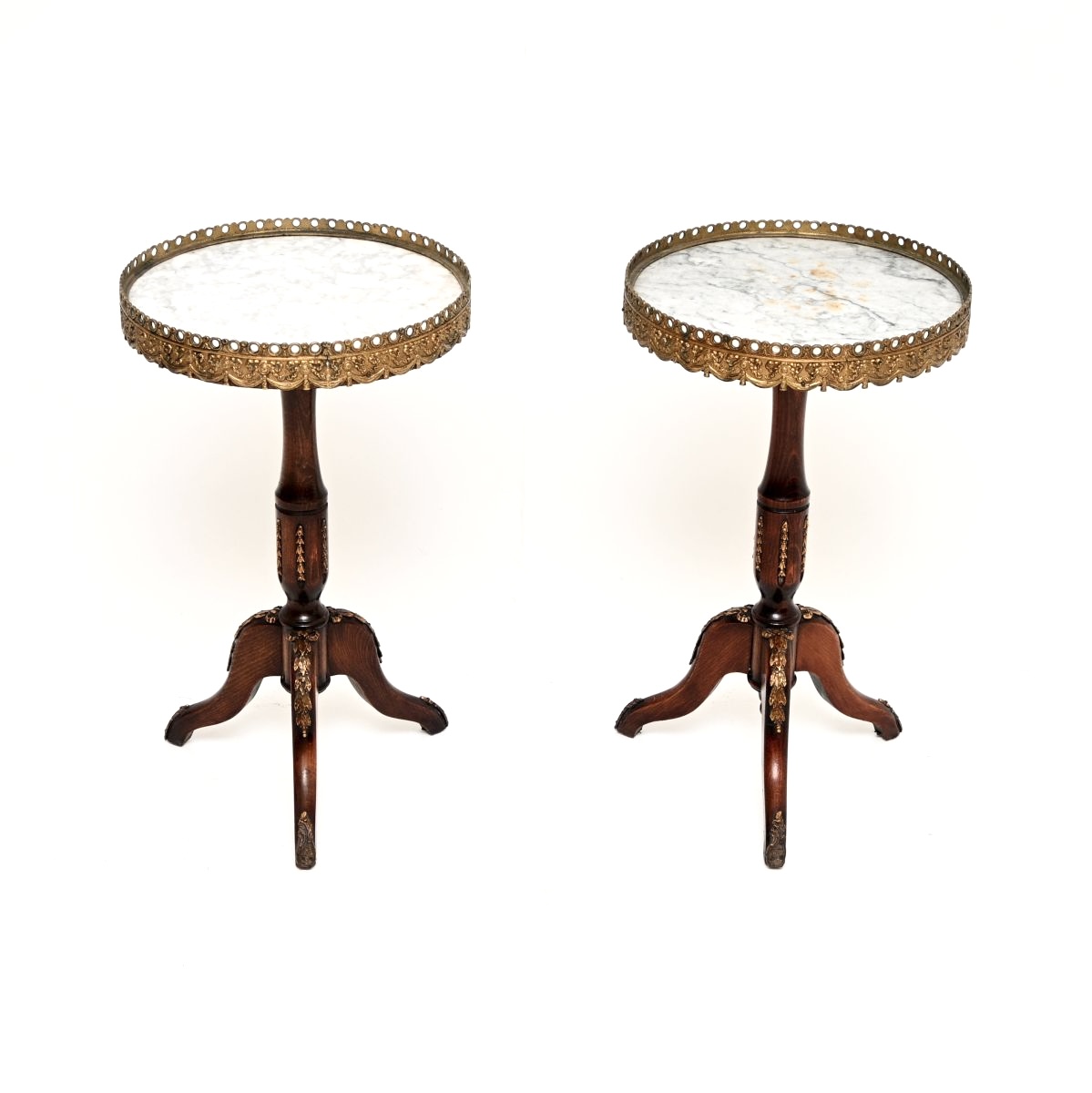 Pair of Antique French Marble Top Wine Tables