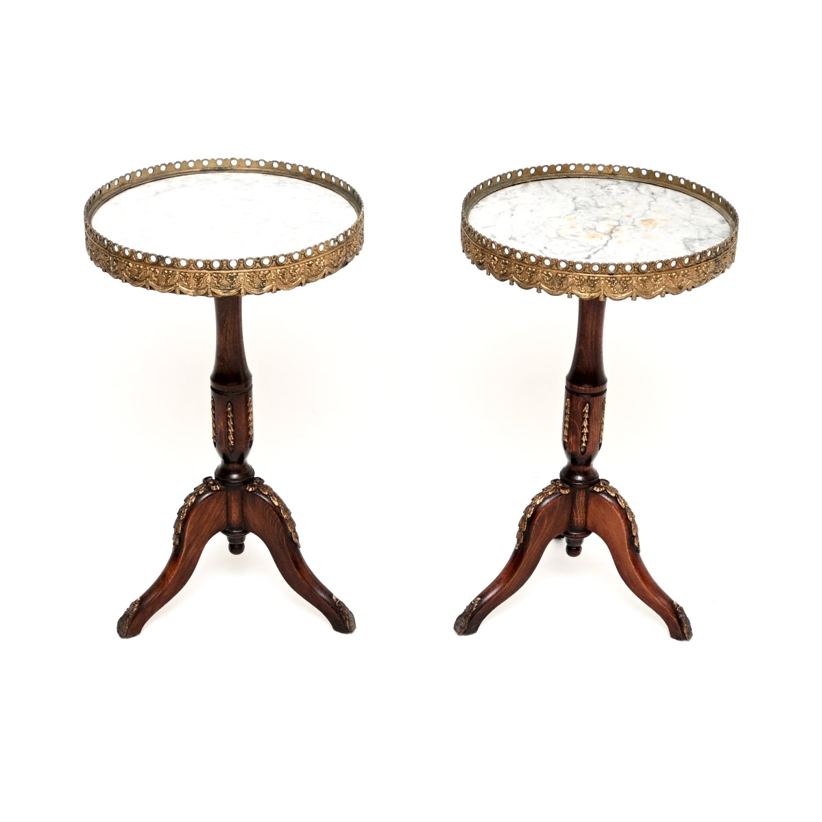 Pair of Antique French Marble Top Wine Tables