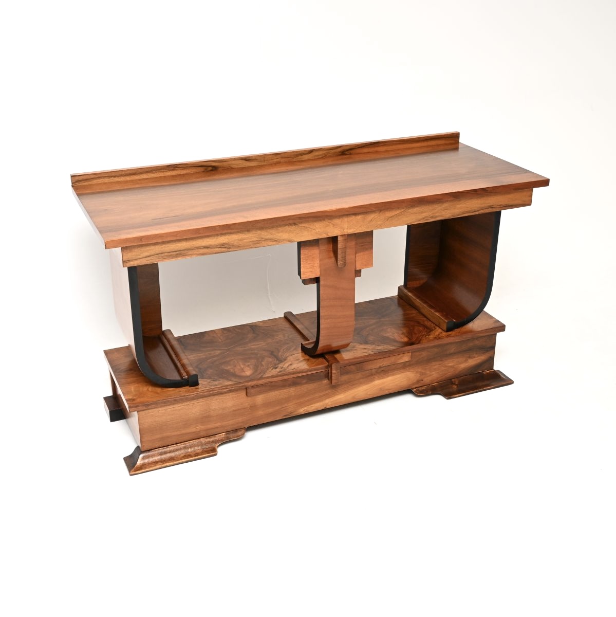 Art Deco Figured Walnut Console Table