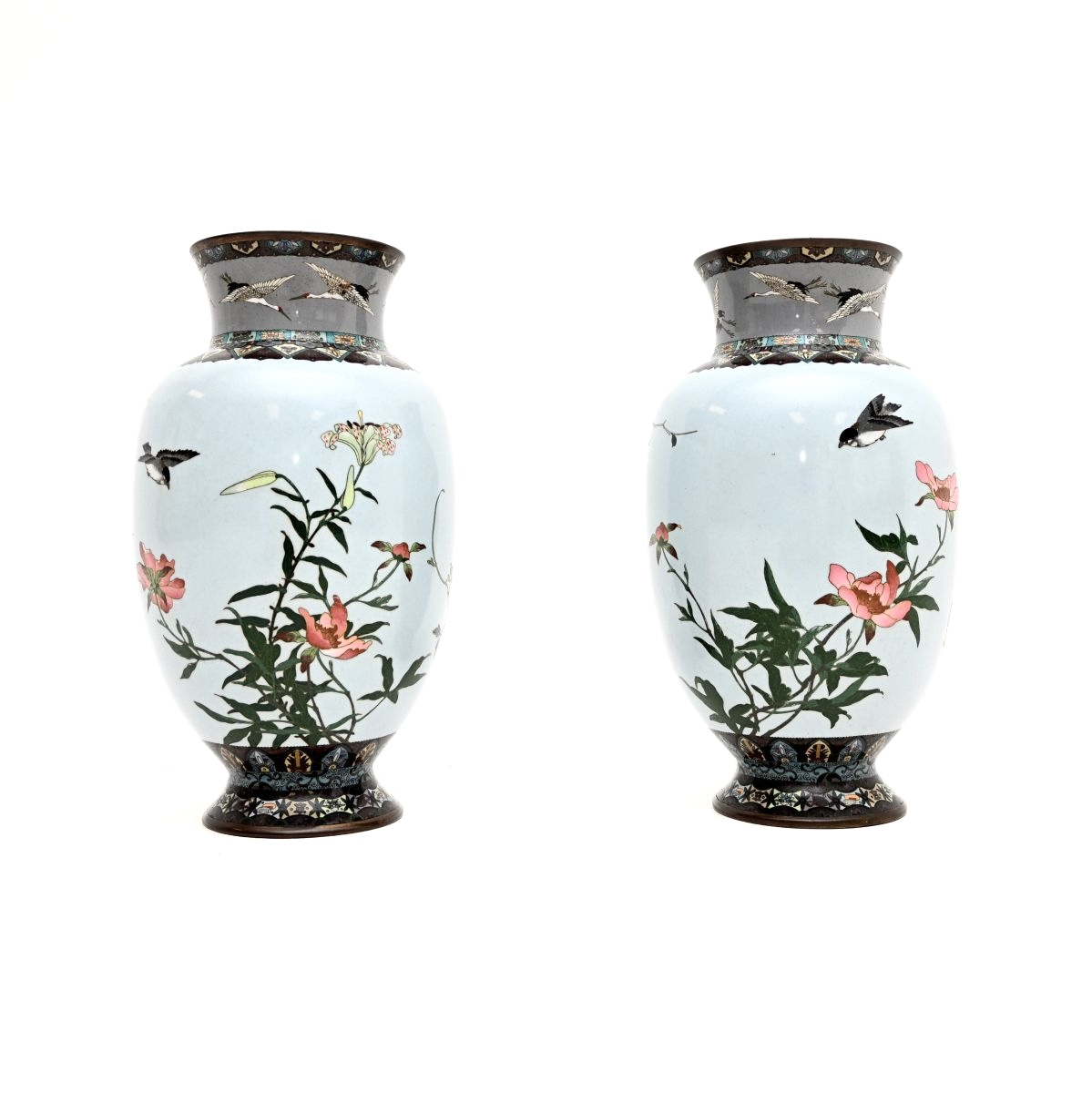Pair of Vintage Japanese Cloisonne Vases